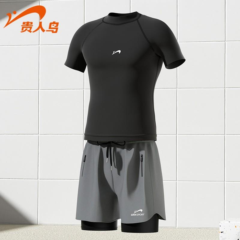 Mens Double-Layer Swim Trunks With UV Protection Quick-Dry Fabric Swimming Diving Surfing Water Sports