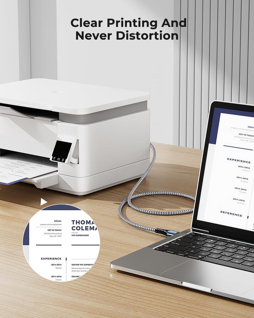 USB Printer Cable USB B To USB A USB Type A Male To Type B Male for 2.0 [5M], Cable, HP, Canon, Dell, Panasonic, Epson, Lexmark, Xerox, Samsung,