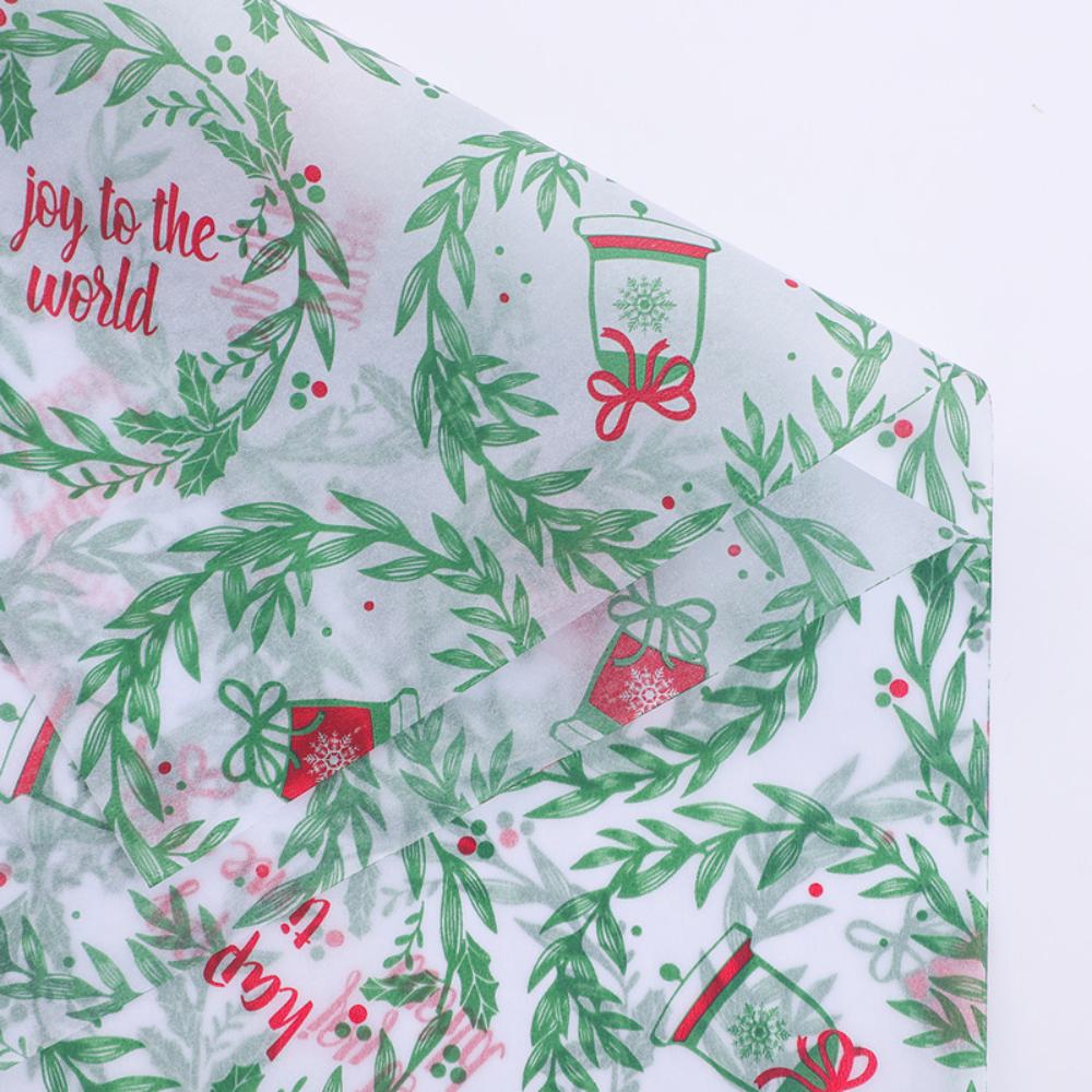 10 Sheets Christmas Decoration Tissue Paper for Flowers Gifts Wrapping Christmas Wreath Bell Printed DIY Craft Decoration Paper