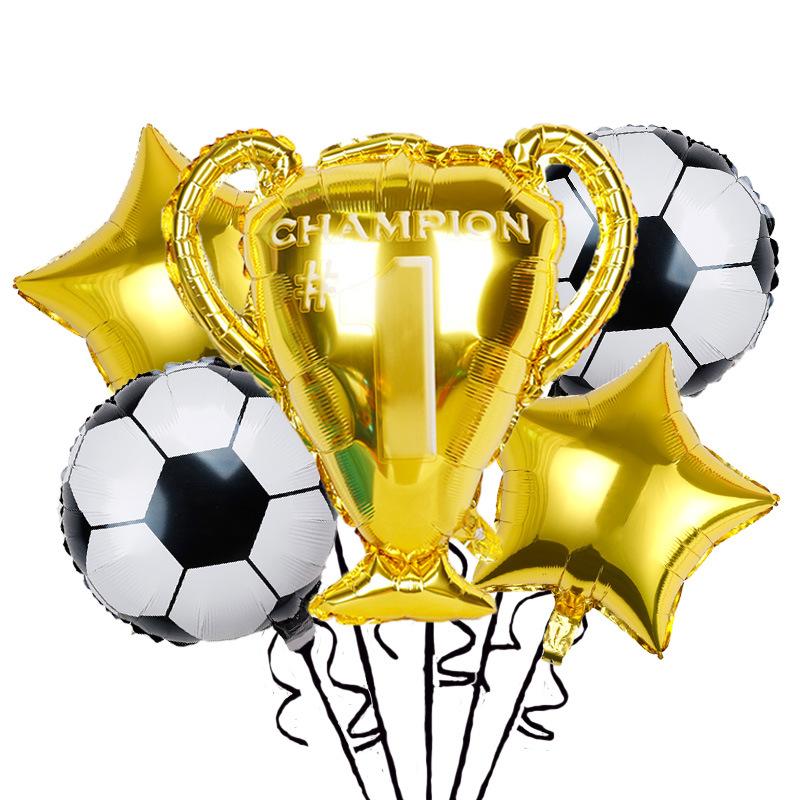 Golden World Football Soccer Kids Birthday Party Decoration Plates Straw Bunting Loot Bag Tablecloth Soccer Party Supplies