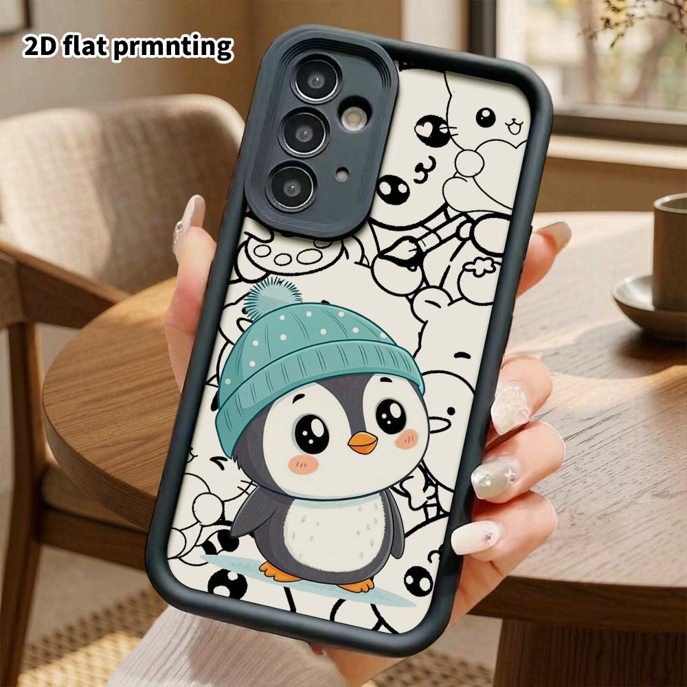 Phone case: 2D flat, suitable for Samsung Galaxy A34 A35 M05 M06 S20 S22 S21 FE Plus 5G protective case, chubby little penguin, perfect Christmas and