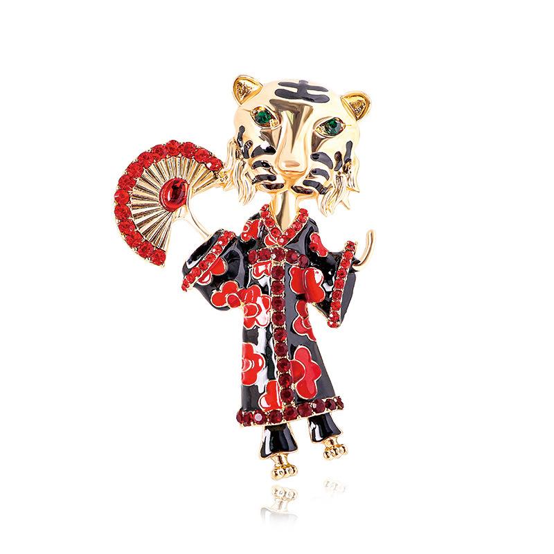 Spilla Brooch Moda Lusso Intarsiata Tigre Retrò