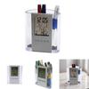 Creative Acrylic Office Pen Cup With Digital Date Clock And Multifunction Storage For Professionals