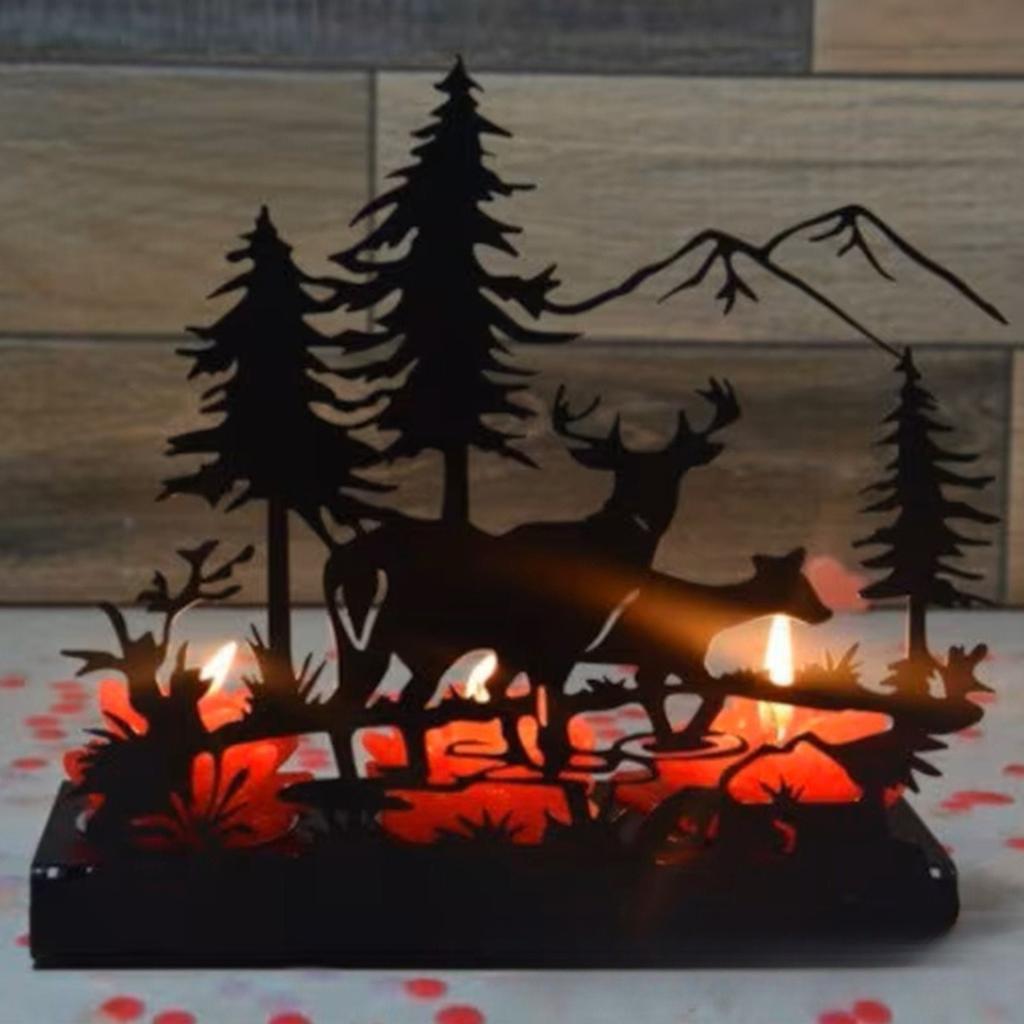 1 Stück Schwarzer Eisen Wald Elch Kerzenständer Tischdekorationen für Hochzeitsdekoration Wohnzimmer Restaurant Festival Atmosphäre Dekoration