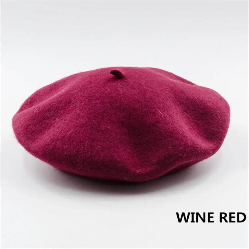 Women Girls Beret French Plain Wool Caps Warm Winter Beanie Hat Vintage Berets Solid Color Elegant Ladies Winter Hats Caps