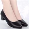 thick heel shoes black versatile middle heel mother single shoes dress leather shoes flight attendant professional shoes commuter women's shoes