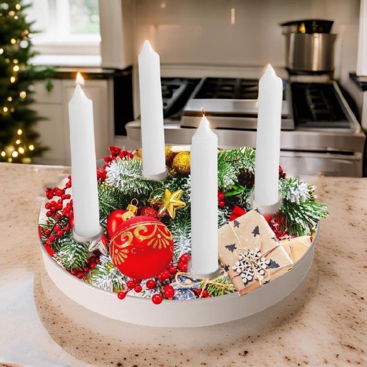 Stylowa magnetyczna taca na świece z 4 świecznikami na świece stożkowe na dekoracje stołowe, organizery na talerze na świece