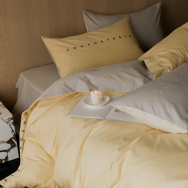 

Комплект из 4 предметов из полированного хлопка класса А для матери и младенца, Двухсторонний пододеяльник из чистого хлопка с вышивкой, Шапка на кровать, Постельный набор из 3 предметов, Абрикосовое постельное белье 1.2m bed 1.5*2m quilt core 3pcs