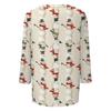 Women's Christmas Print V-Neck Three-Quarter Sleeve Loose Fit Casual Shirt for Everyday Wear