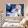 Kawaii Style Girl Hanging Cloth Cartoon Dormitory Bedroom Bedside Tapestry Wall Background Cloth Rental House Decorative Cloth