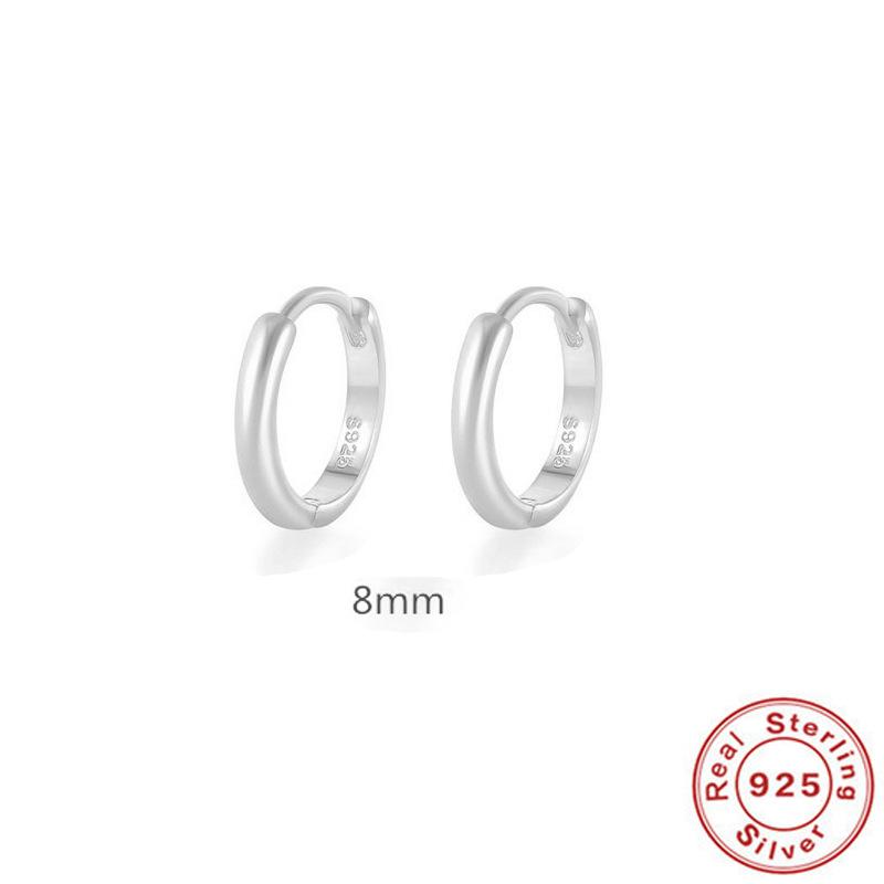 Cercei Clasici Minimaliști din Argint Sterling 925 Lucios Cercei Cercei Catarame de Urechi Cercei Inel Simplu Versatil Aur 18K