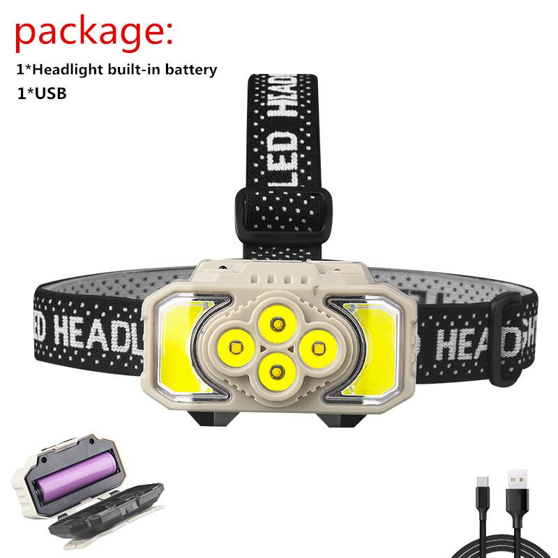 

Перезаряжаемый светодиодный налобный фонарь с датчиком COB, портативный фонарик для кемпинга, встроенный в аккумулятор 18650, для рыбалки