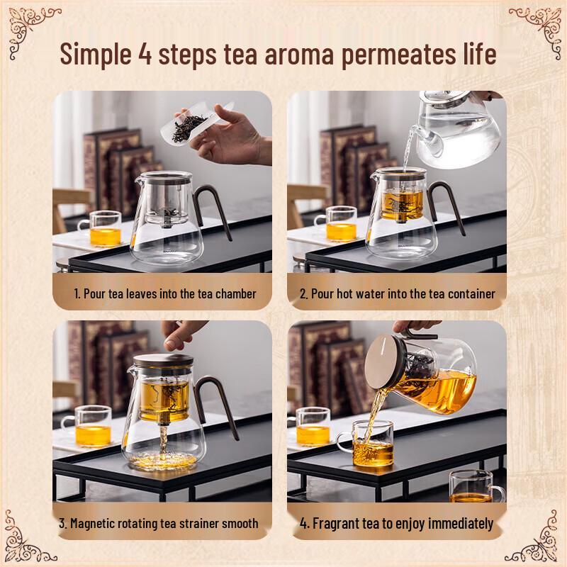 BVGMAV Magnetic Detachable Glass Tea Infuser Teapot