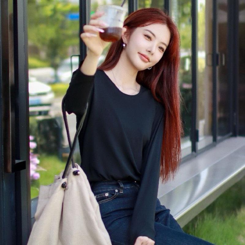 Pure Desire High-End Slim Fit Weißes V-Ausschnitt Langarm-T-Shirt