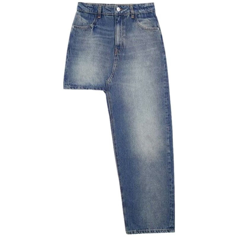

Fashion Style Winter New Women s Clothing Slim Looking High Waist Stylish Asymmetric Denim Skirt 6147202 407 Blue L
