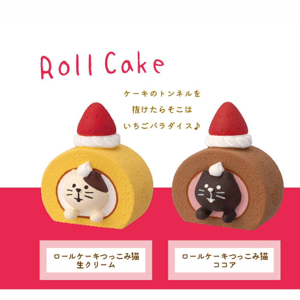 Decore Roll Cake with a Cat and Creamy Whipped Cream, Approx. 36 X 36 X 42mm (ZCB-90896)