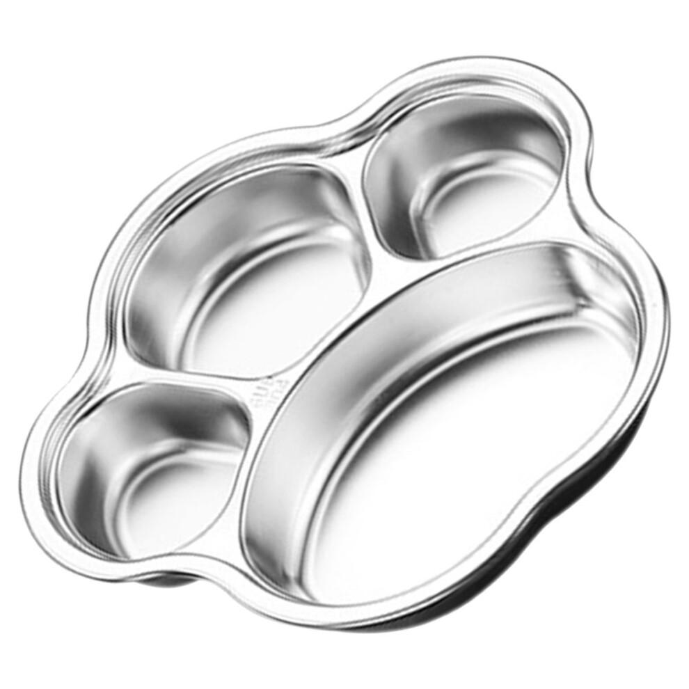 Divided Food Dish Stainless Steel Food Separation Silver 1 Pcs