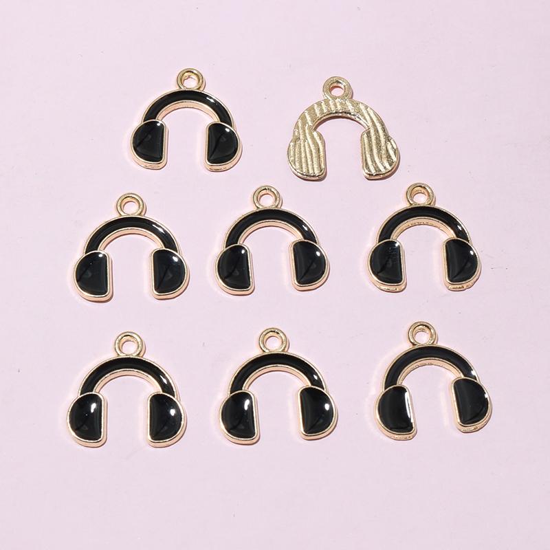 20pcs 15x14.5mm Enamel Cute Earphone Headphones Charms Pendant DIY Jewelry Making Accessories for Bracelet Earrings Keychains