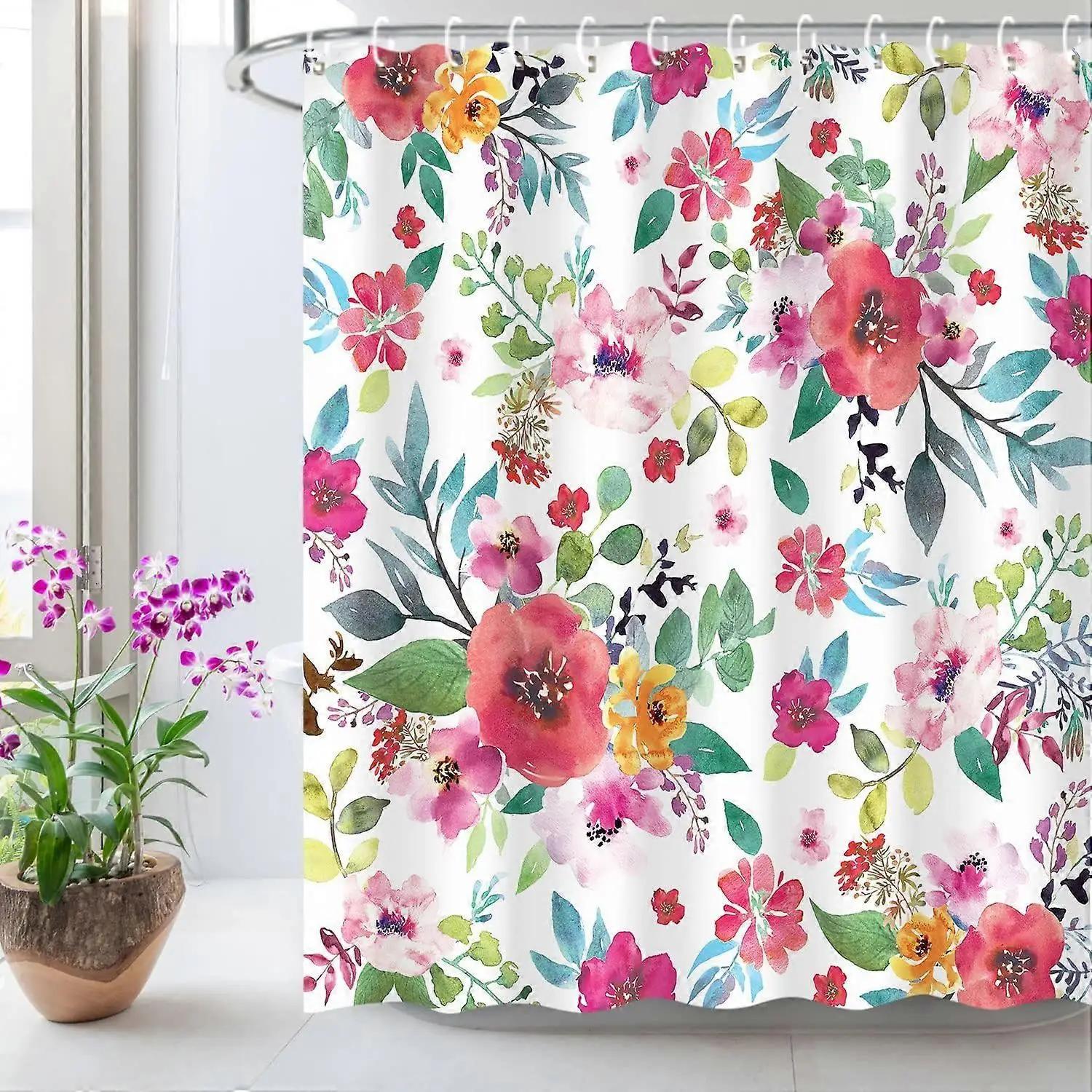 

Watercolor Floral Bouquet Print Waterproof Shower Curtain - Stylish, Durable & Easy-Care Choice For Charming Bathroom Dcor W60H190(CM)-1 Pcs