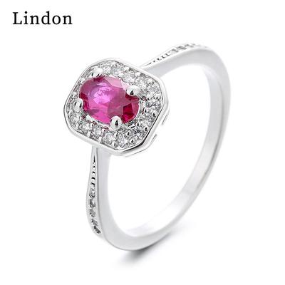 Lindon Classic Copper Alloy Zircon Ring Ladies Jewelry Wedding Promise Party Gift
