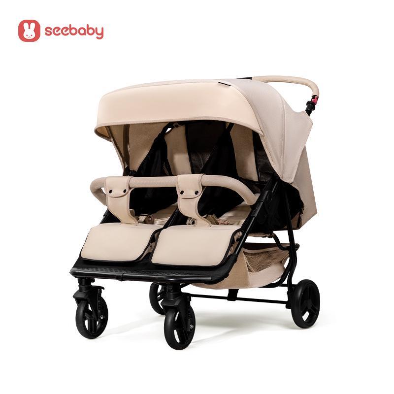 SEEBABY Foldable Sit-Lie Twin Side-by-Side Baby Pushcart