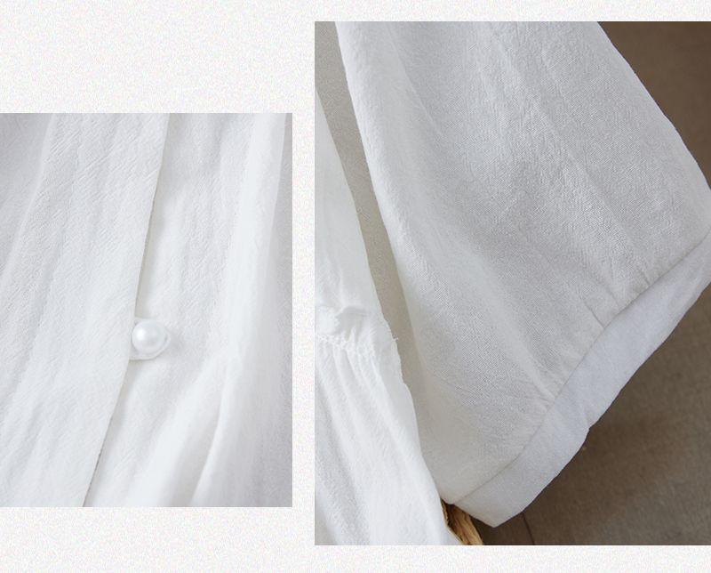 2026 Retro Embroidered Cotton Linen Shirt - Loose Fit with Frog Buttons