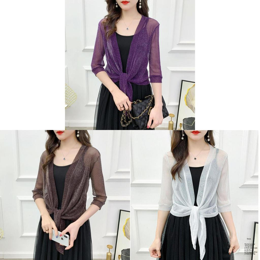 Summer Girls Lace Mesh Short Cardigan With Tie Closure For Casual Wear