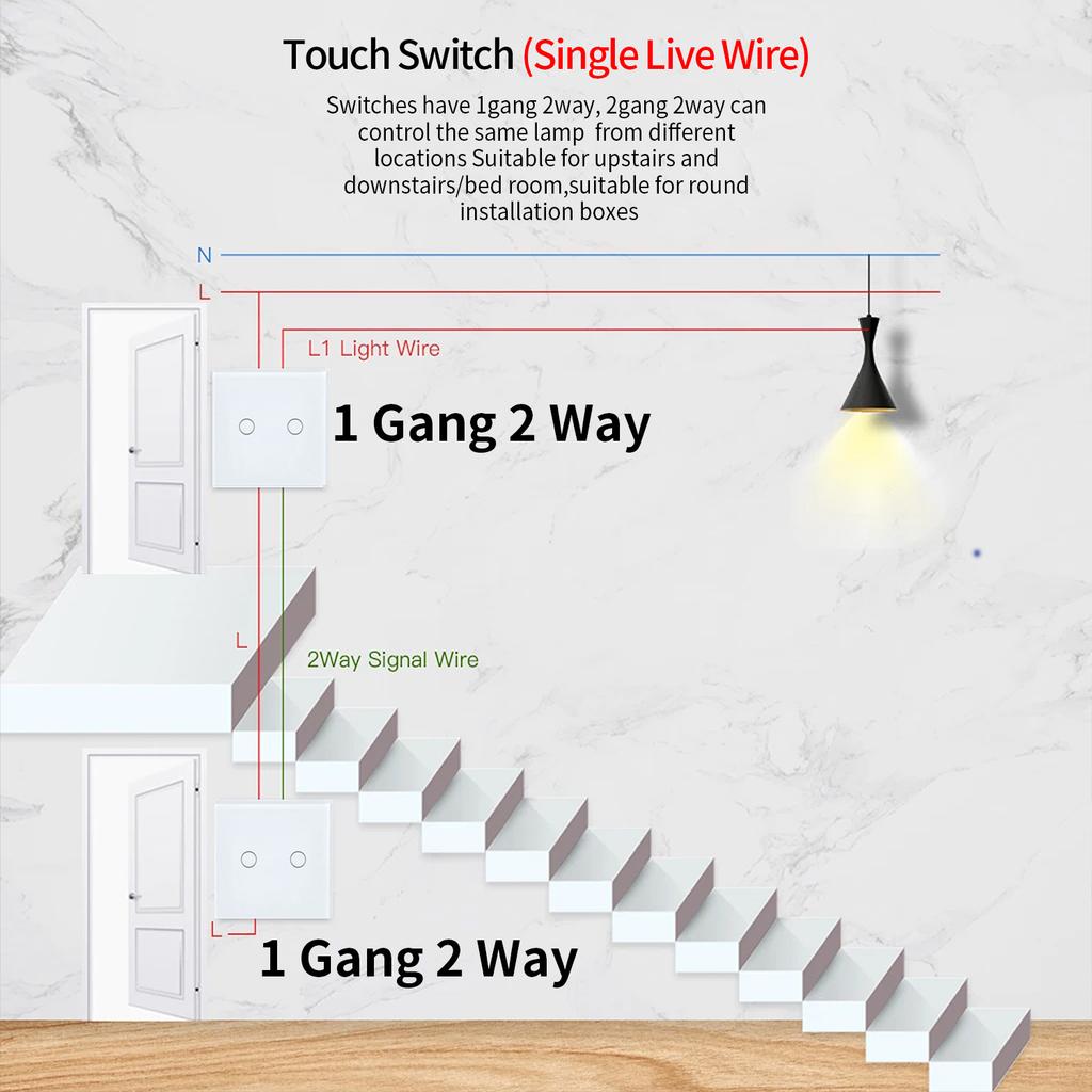 86*86mm EU Standard Glass Wall Touch Switches 10A