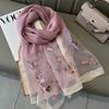 Silk wool Shawls Scarf for Lady Large Floral Beach Stoles Foulard Female Hijab Thin Bufanda Scarves Women Luxury Pashmina Wraps