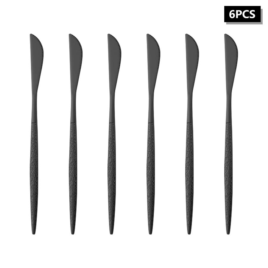 4/6/16/24pcs Stainless Steel Black Cutlery Set Crack Handle Portuguese Style Cutlery Set Suitable for Family Hotel Restaurant