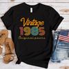 (Prémiové tričko)Nové Žhavé Vintage 1985 Trička Móda Ženy Dívčí Léto Tričko Neformální Krátký rukáv Topy s kulatým výstřihem Trička