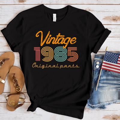 (Premium Tişört)Yeni Sıcak Vintage 1985 Tişörtleri Moda Kadın Kızlar Yaz Tişörtü Rahat Kısa Kollu Yuvarlak Yaka Üstler Tişörtler