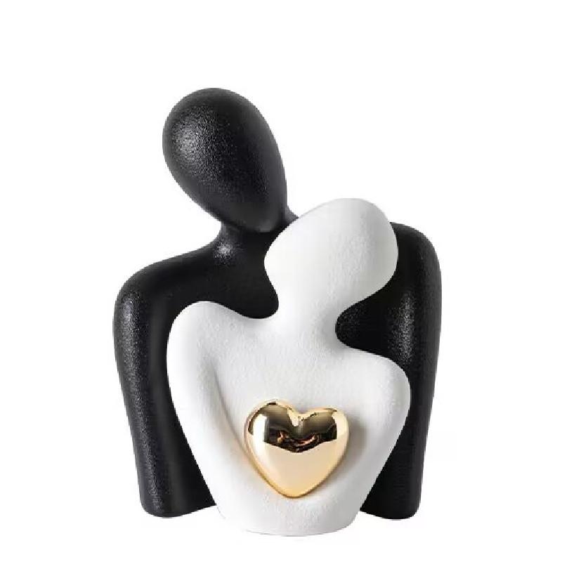 Couple Hug Ceramic Love Statue Mini Hugging Sculpture Romantic Figurine Lover