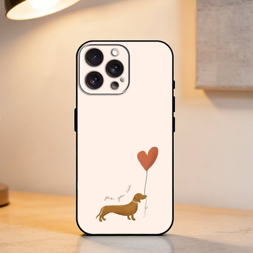 C-Cute Dachshund Phone Case For iPhone 17,16,15,14,13,12,11 Plus,Pro Max,XS,Soft Silicone Black Cover