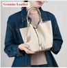 Genuine Leather Shoulder Bucket Bag Women Litchi Pattern Mini Basket Tote Soft Handbag Mommy Bride Wedding Bags with Lock