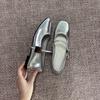 With Skirt Mary Jane Shoes Women's Shoes Spring and Summer New Flats Silver Small Leather Shoes