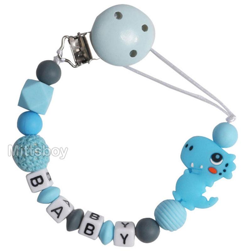 Personalized Name Handmade Silicone Baby Beech Dummy Pacifier Clip Safe Teething Chain Teether Pacifier chains Holder Chain Gift