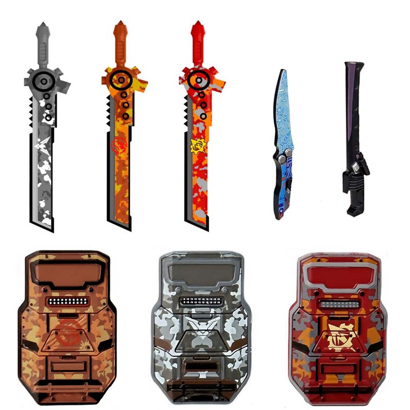 MOC Stavebnice Mini Akční Figurka Příslušenství Kuše Blackhawk Kamuflážní Štít Plamenný Meč Vrtulník DIY Kostky Hračka Dárky