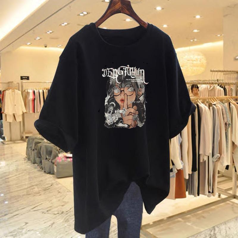 American Street Cartoon Printed Character Short-sleeved T-shirt Women's Summer High Street New Loose Couple Top