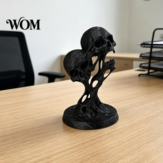 Fluid Skull Art Piece Integrated Molding Process Figure, 3D Printed Double Ornament, Abstract Statue Statue, Dark Style Decoration for Living