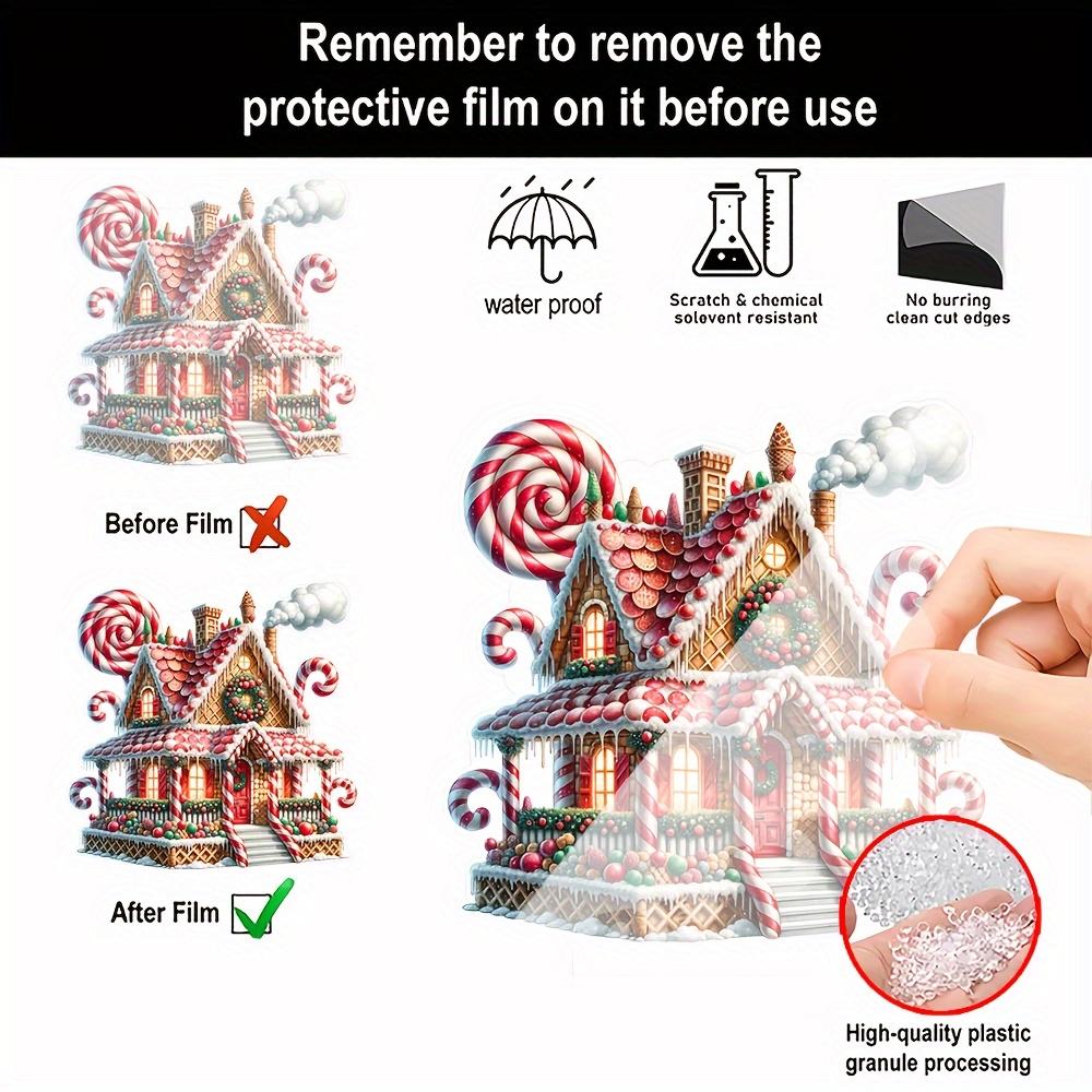8in Christmas Candy House Miniature Acrylic 2D Desktop Decorative Piece Colored Family Village Theme Festival Statue Home Decor