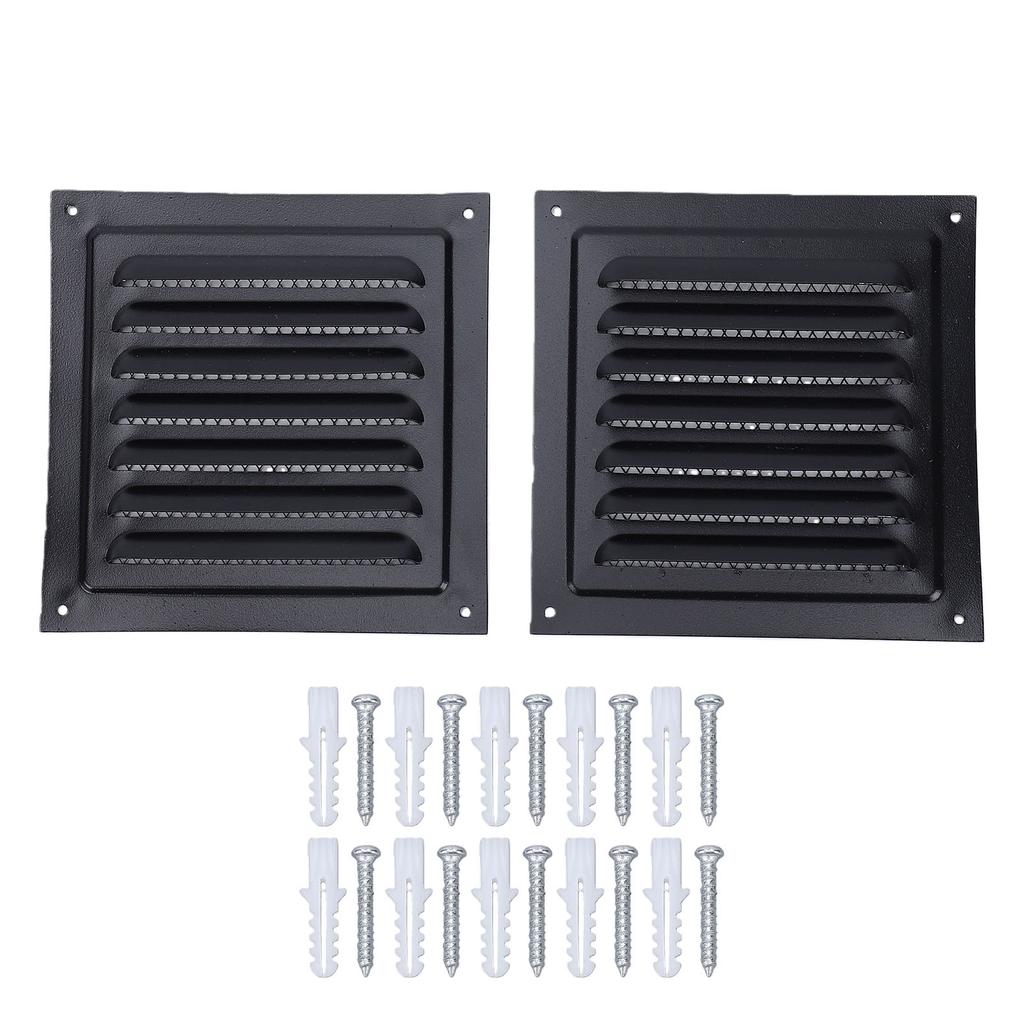 2PCS Attic Vent with Protective Mesh Aluminum Wall Vent Square Louver Ventilation Grille for Exterior Door Garage