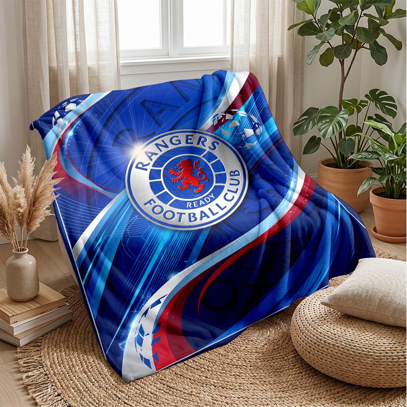 Rangers FC Weiche Flanell-Fleece-Decke Leicht Gemütlich Warm Überwurfdecke für Sofa Bett Heimdekoration