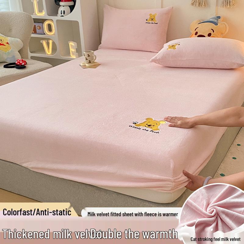 Autumn Winter Flannel Fitted Sheet: Non-slip Coral Fleece Bedspread & Mattress Cover