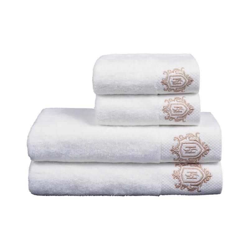 Luxury Five-Star Hotel White Cotton Bath Towel - Thick, Absorbent, Embroidered Face Towel 32*32cm 60g
