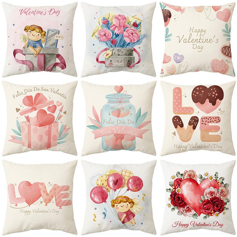 New Nordic Pink Valentine's Day Gift Love Cartoon Car Pillow Waist Support Sofa Cushion
