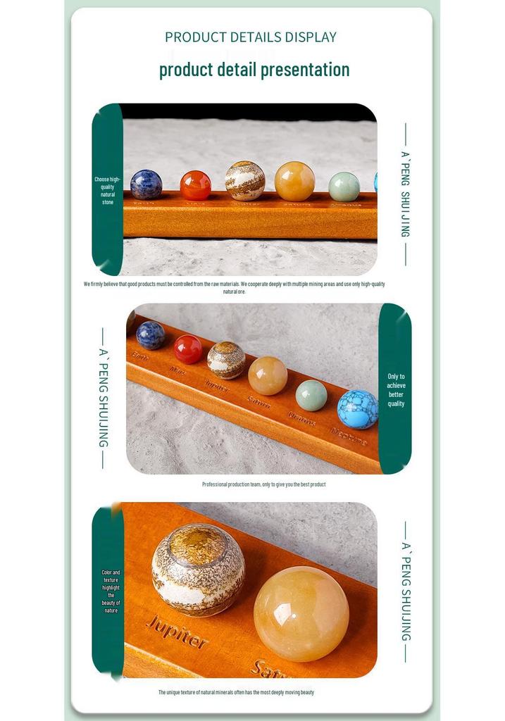 Natural Crystal Solar System Model: Nine Planet Gift Box & Desktop Ornament for Students and Kids