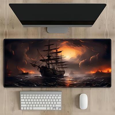Game Office Mouse Pad NonSlip Surface Waterproof Desk Pad Naval Warfare Theme Computer Desk Decoration Dramatic Sky Art