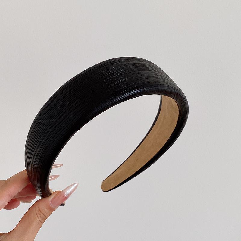 Breite Leder-Haarbänder im koreanischen Stil, glänzende goldene silberne PU-Stirnbänder, modische schlichte Schwamm-Haarreifen, Damen-Haarspangen, Retro-Kopfschmuck