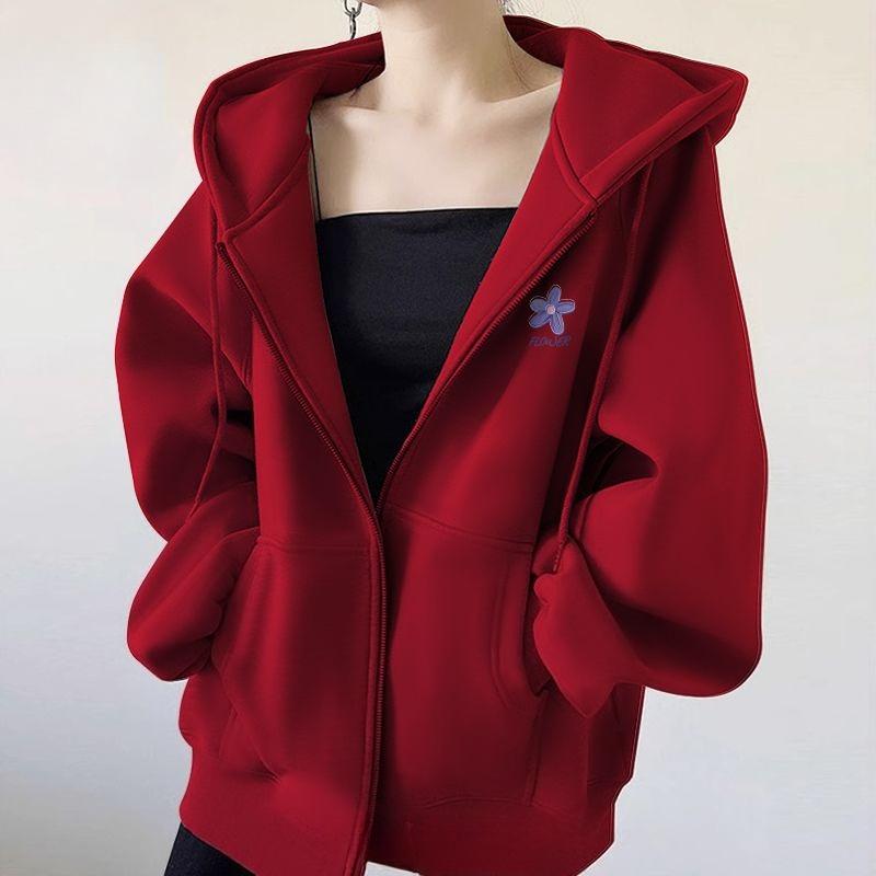 Sudadera con Capucha Morada Mujer Casual Chaqueta con Cremallera Moda Primavera Otoño Ropa Exterior